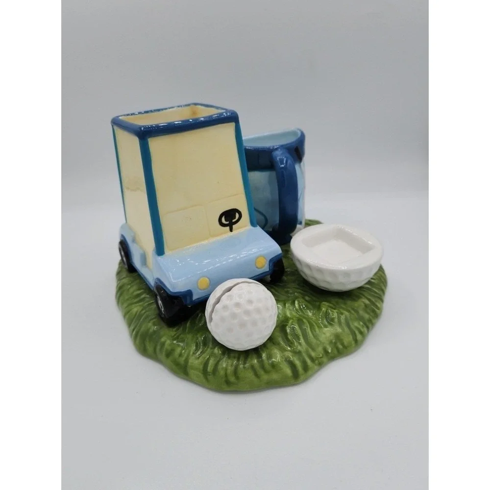 Golf Themed‎ Gift Planter Office Desk Card Holder Blue Green  RARE!
